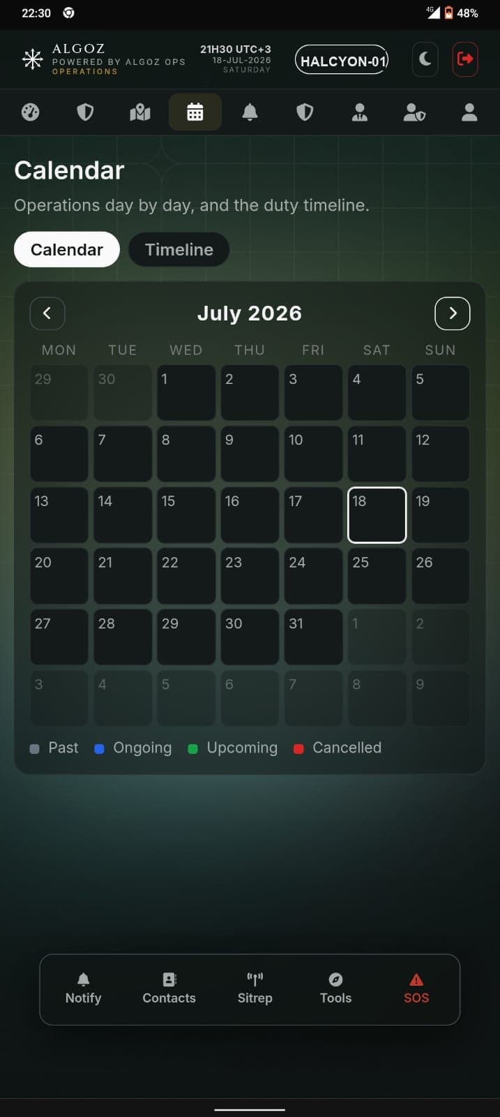 Operations calendar